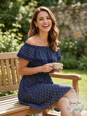 EM Short Polka Dot Print  Dress, Size Medium